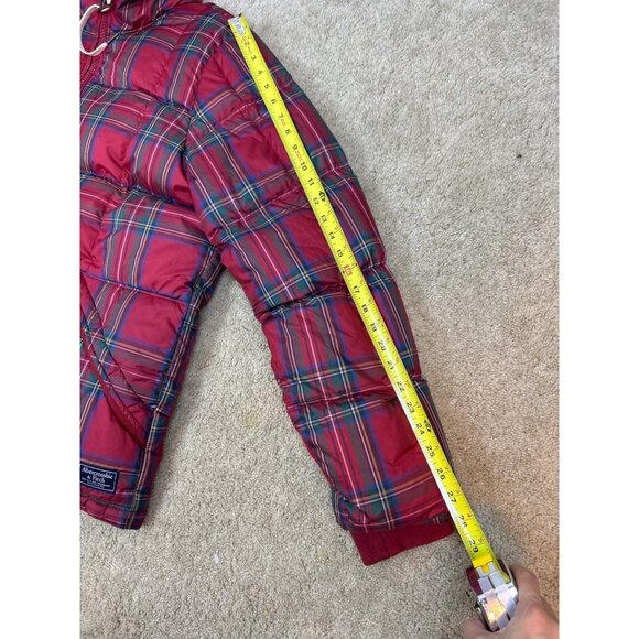 Abercrombie & Fitch Men's Ultra Down Red Plaid Hooded Puffer Jacket Size XL - Picture 11 of 16